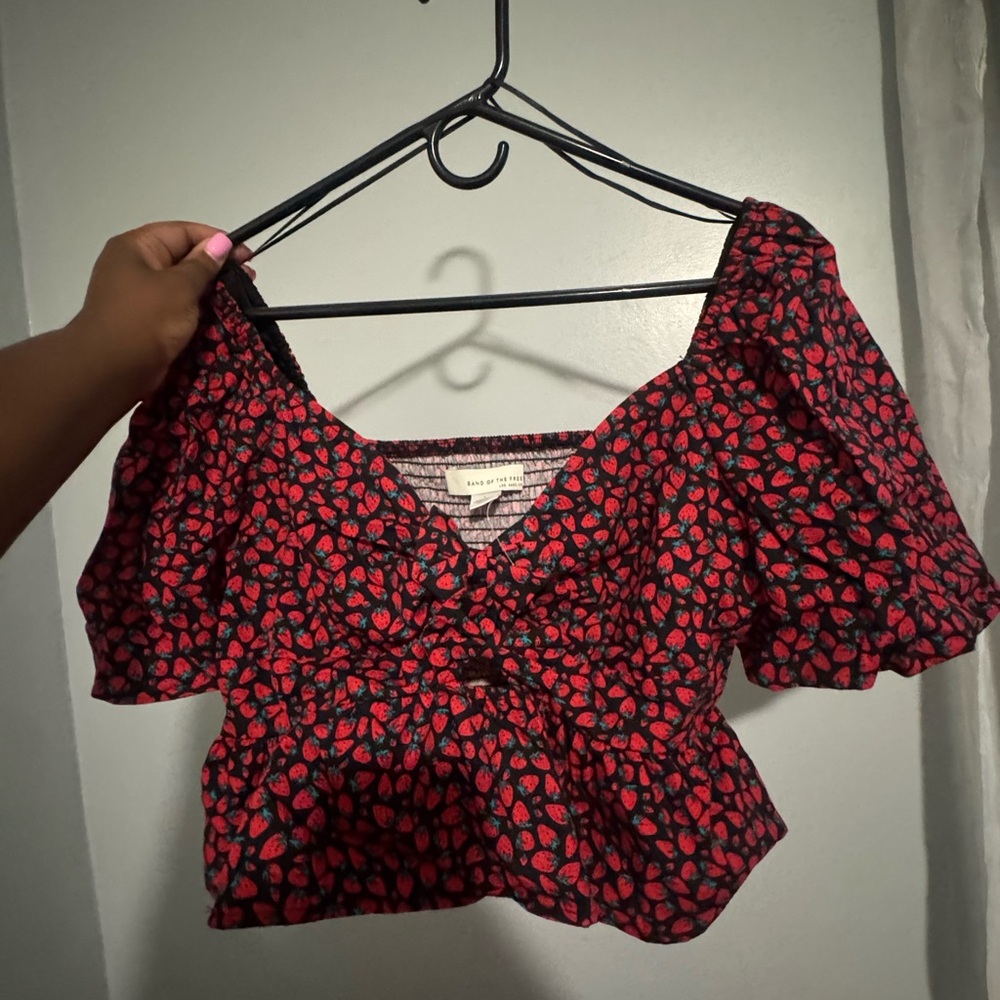 Elegant Black and Red Floral Blouse